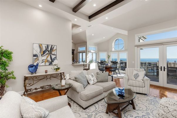 Interior, Living room, Recessed Lighting, Water, Wooden Beams, Wood Texture Flooring