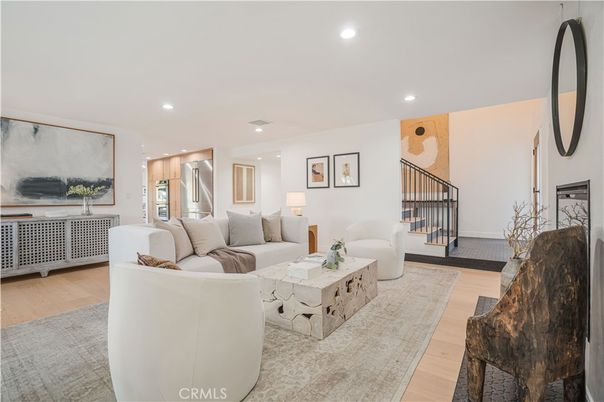 Interior, Kitchen, Living room, Recessed Lighting, Stainless Steel Appliances, Wood Texture Flooring