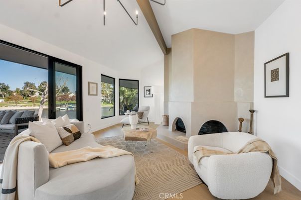 Fireplace, Interior, Living room, Pendant Lights, Wood Texture Flooring