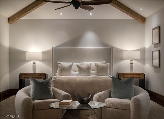 Bedroom, Interior, Recessed Lighting, Wooden Beams
