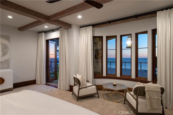 Bedroom, Interior, Recessed Lighting, Water, Wooden Beams