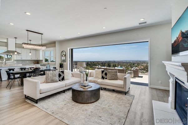 Dining room, Fireplace, Interior, Kitchen, Living room, Pendant Lights, Recessed Lighting, Wood Texture Flooring