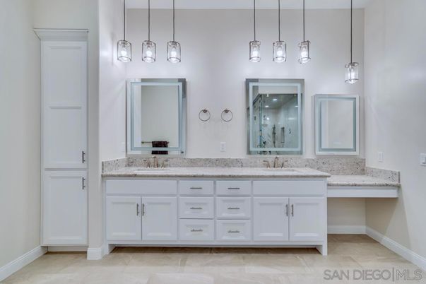 Bathroom, Dual Sink Vanities, Interior, Pendant Lights