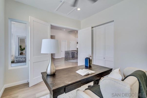 Home Office, Interior, Recessed Lighting, Wood Texture Flooring