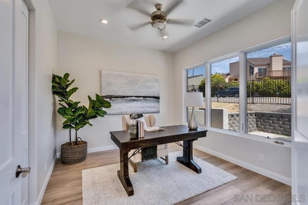 Home Office, Interior, Recessed Lighting, Wood Texture Flooring