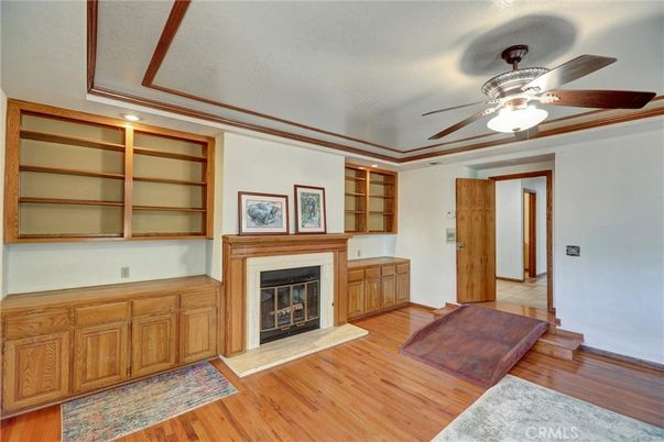 Fireplace, Interior, Recessed Lighting, Wood Texture Flooring