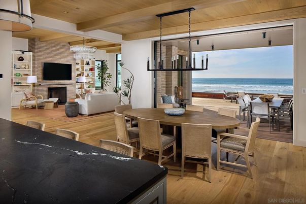 Dining room, Fireplace, Interior, Living room, Stone Walls, Water, Wooden Beams, Wooden Ceilings, Wood Texture Flooring