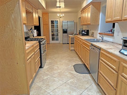 Chandelier, Interior, Kitchen, Stainless Steel Appliances