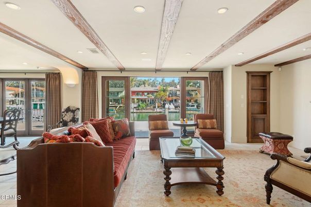 Interior, Living room, Recessed Lighting, Wooden Beams