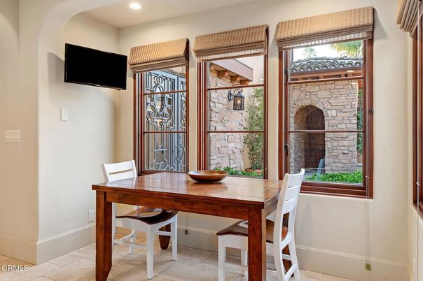 Dining room, Interior, Recessed Lighting, Stone Walls