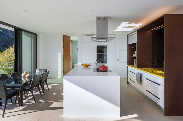 Dining room, Interior, Kitchen, Recessed Lighting, Wood Texture Flooring