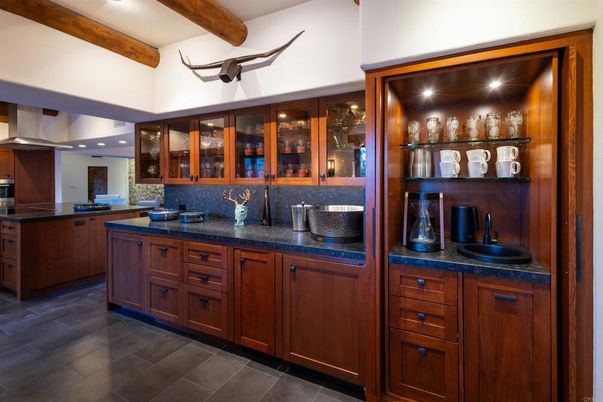Interior, Kitchen, Recessed Lighting, Wooden Beams, Wood Texture Flooring