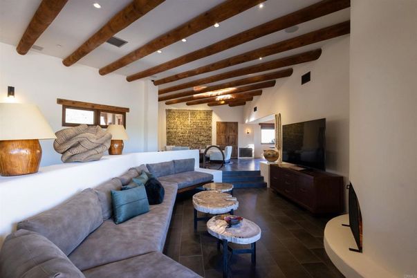 Interior, Living room, Recessed Lighting, Wooden Beams