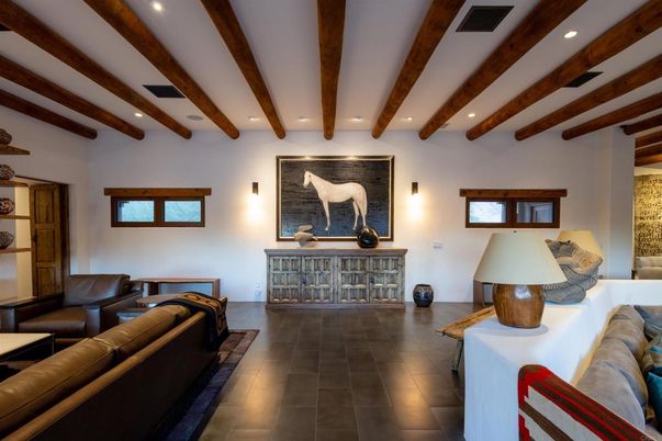 Interior, Living room, Recessed Lighting, Wooden Beams