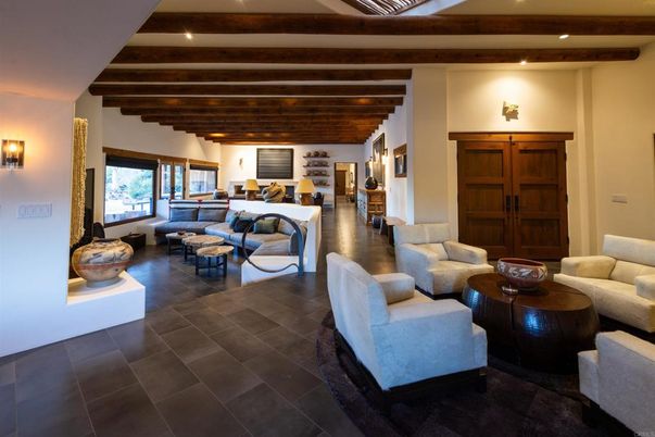 Interior, Living room, Recessed Lighting, Wooden Beams