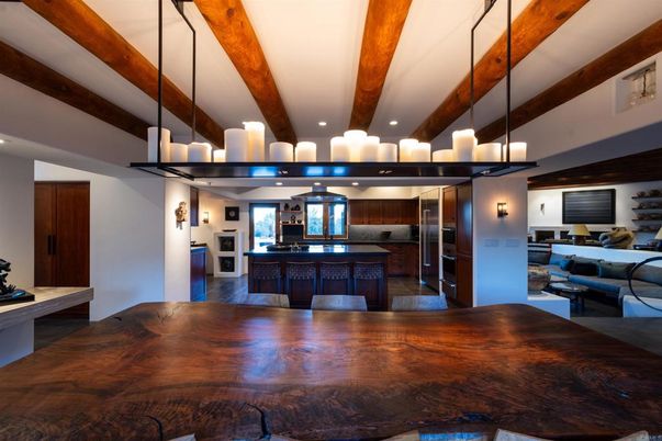 Interior, Kitchen, Recessed Lighting, Stainless Steel Appliances, Wooden Beams