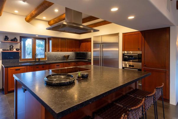 Interior, Kitchen, Recessed Lighting, Stainless Steel Appliances, Wooden Beams