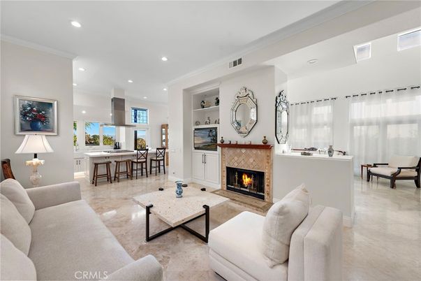 Dining room, Fireplace, Interior, Living room, Recessed Lighting
