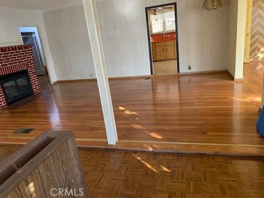 Empty room, Fireplace, Interior, Wood Texture Flooring