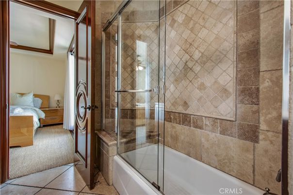 Bathroom, Bedroom, Glass Shower, Interior, Stone Walls