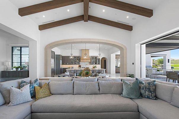 Interior, Kitchen, Living room, Pendant Lights, Recessed Lighting, Stainless Steel Appliances, Wooden Beams