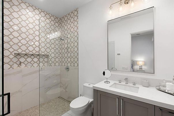 Bathroom, Glass Shower, Interior, Recessed Lighting