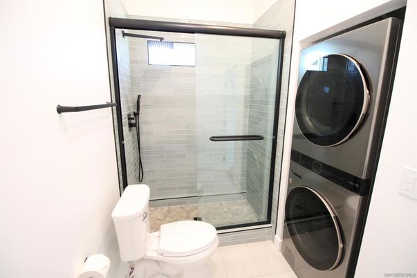 Bathroom, Glass Shower, Interior, Washer