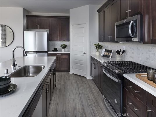Interior, Kitchen, Stainless Steel Appliances, Wood Texture Flooring