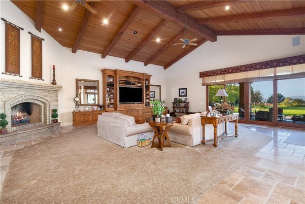 Fireplace, Interior, Living room, Recessed Lighting, Wooden Beams, Wooden Ceilings