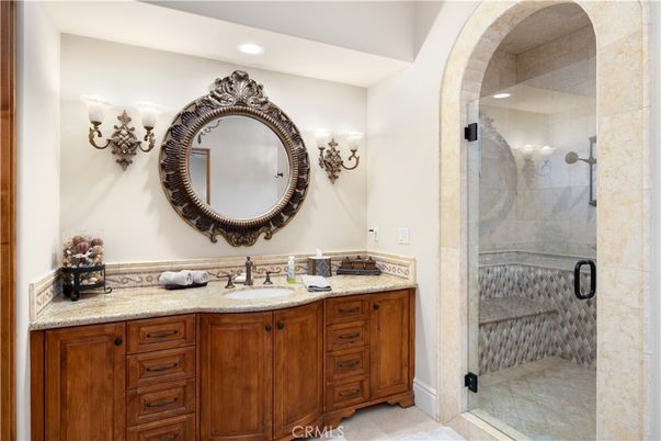Bathroom, Dual Sink Vanities, Glass Shower, Interior, Recessed Lighting
