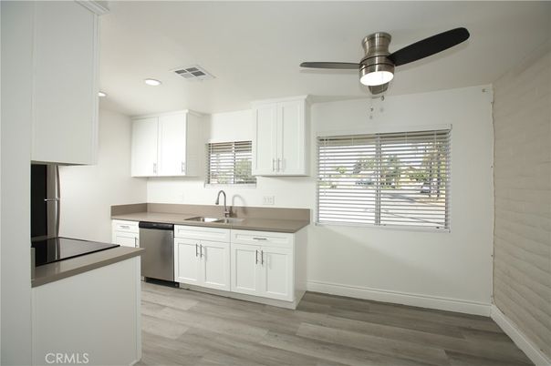 Interior, Kitchen, Recessed Lighting, Wood Texture Flooring