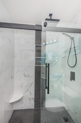 Bathroom, Glass Shower, Interior, Marble Walls