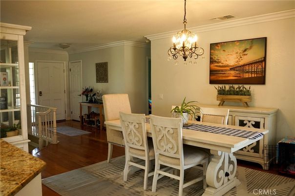 Chandelier, Dining room, Interior, Wood Texture Flooring