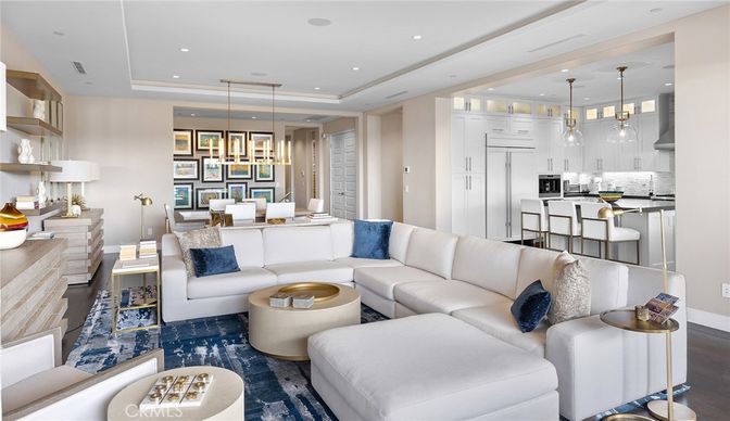 Dining room, Interior, Kitchen, Living room, Pendant Lights, Recessed Lighting, Stainless Steel Appliances, Wood Texture Flooring