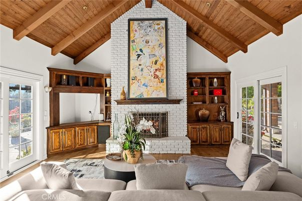 Fireplace, Interior, Living room, Stone Walls, Wooden Beams, Wooden Ceilings, Wood Texture Flooring