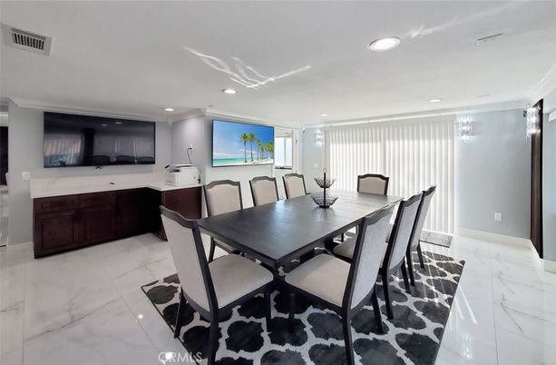 Dining room, Interior, Marble, Recessed Lighting