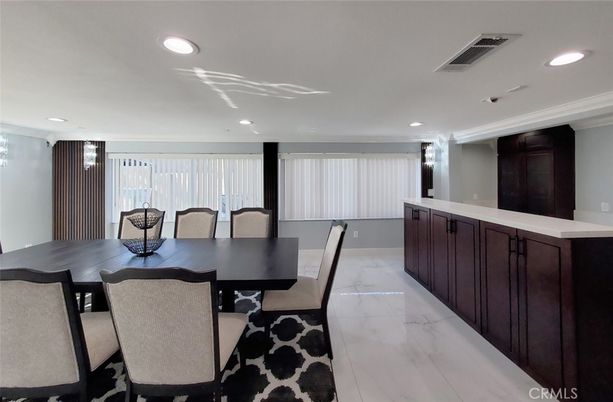 Dining room, Interior, Marble, Recessed Lighting