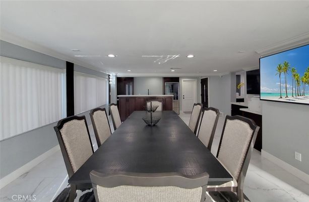 Dining room, Interior, Marble, Recessed Lighting