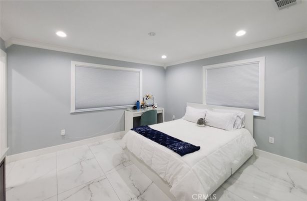Bedroom, Interior, Marble, Recessed Lighting