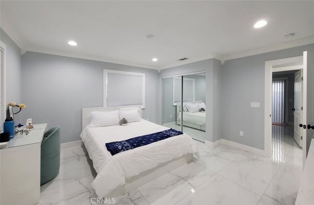 Bedroom, Interior, Marble, Recessed Lighting