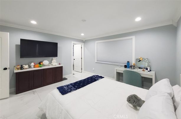 Bedroom, Interior, Marble, Recessed Lighting