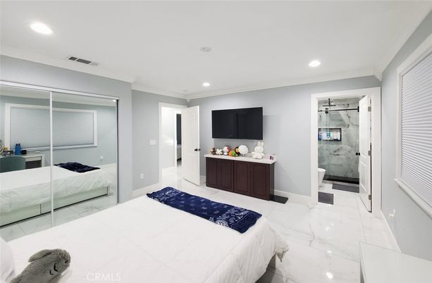 Bathroom, Bedroom, Glass Shower, Interior, Marble, Recessed Lighting