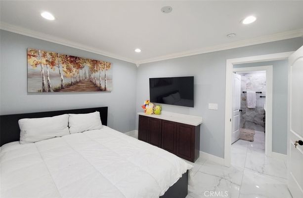 Bedroom, Interior, Marble, Recessed Lighting