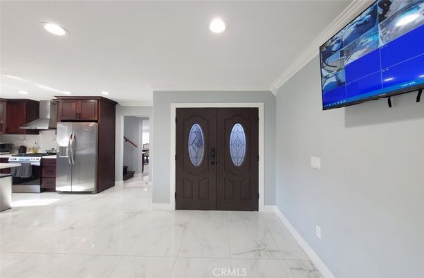 Interior, Kitchen, Marble, Recessed Lighting, Stainless Steel Appliances