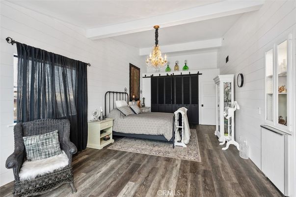 Bedroom, Chandelier, Interior, Wood Texture Flooring