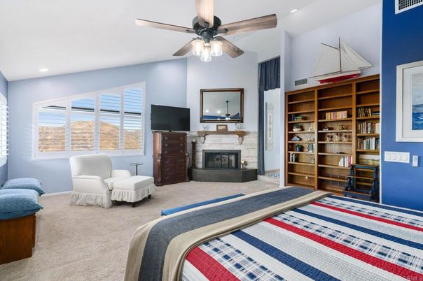 Bedroom, Fireplace, Interior, Recessed Lighting