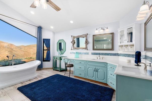 Bathroom, Dual Sink Vanities, Free Standing Baths, Interior, Recessed Lighting