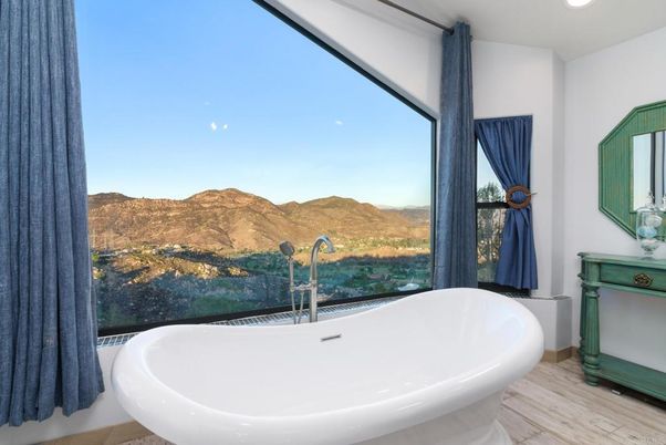 Bathroom, Free Standing Baths, Interior, Recessed Lighting, Wood Texture Flooring