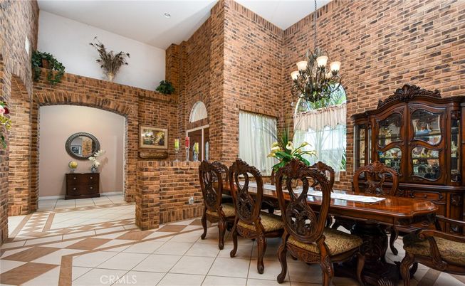 Chandelier, Dining room, Interior, Stone Walls