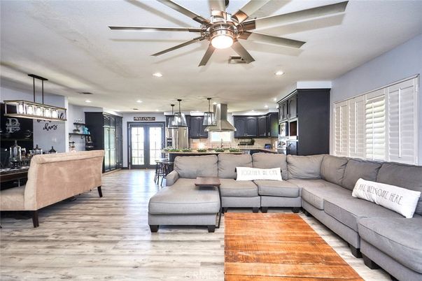 Interior, Kitchen, Living room, Pendant Lights, Recessed Lighting, Stainless Steel Appliances, Wood Texture Flooring
